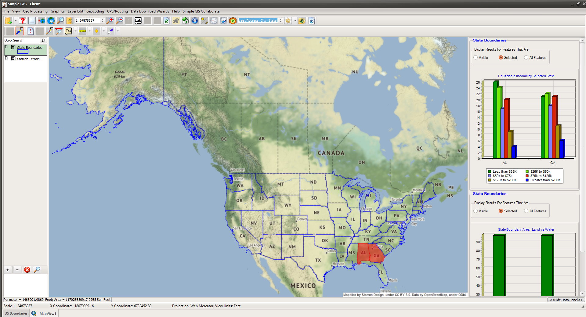 screenshot of Simple GIS Client